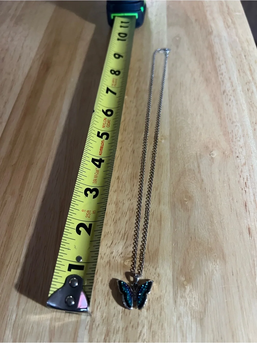 Silver Butterfly Pendant Necklace with Teal and Blue Crystals N210